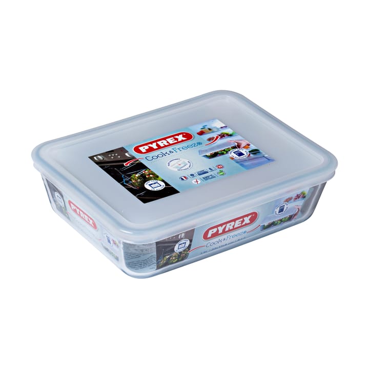 Cook & Freez rektangulært fat med lokk - 22x17 cm - Pyrex