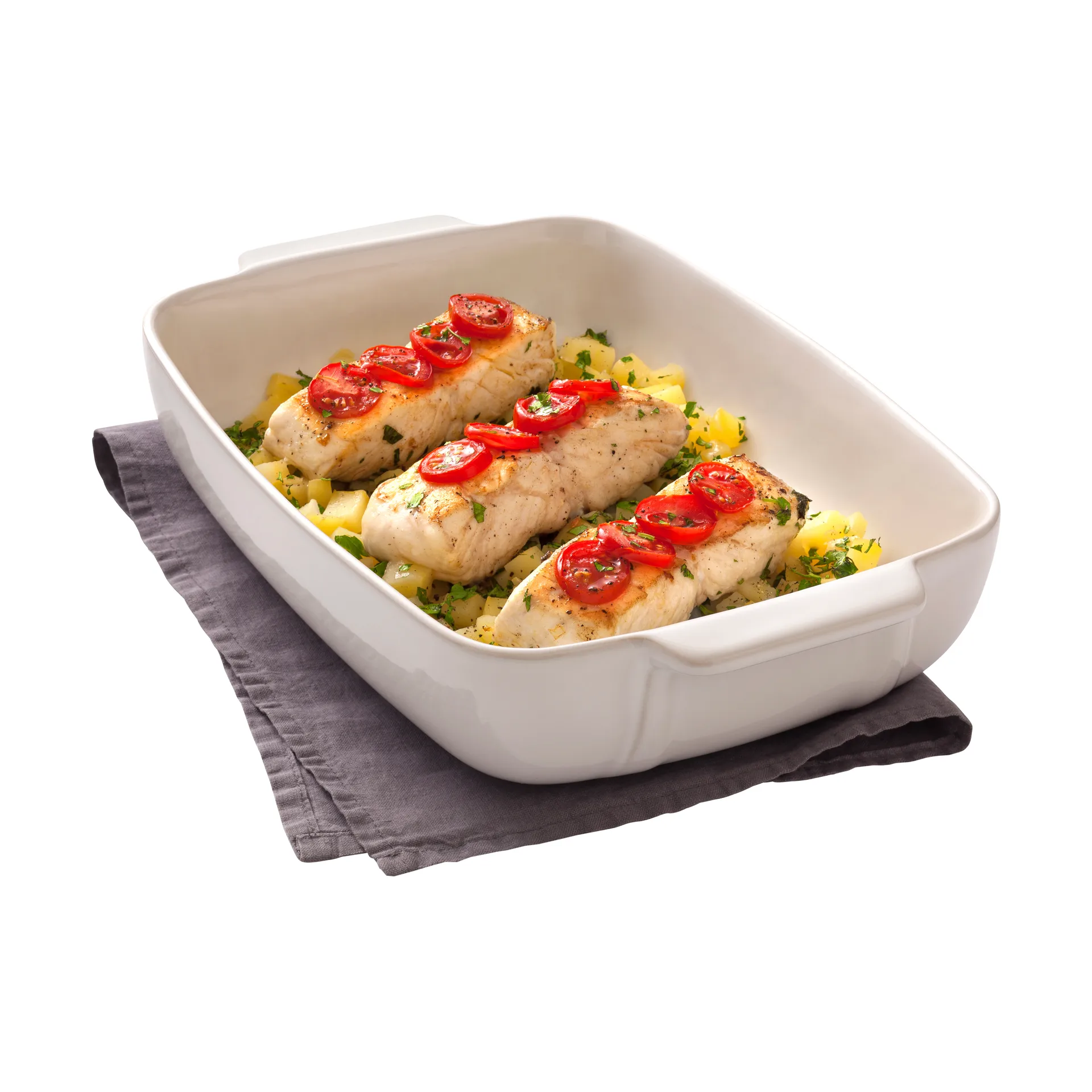 Pyrex rektangulært fat keramikk hvit, 25x19 cm Pyrex