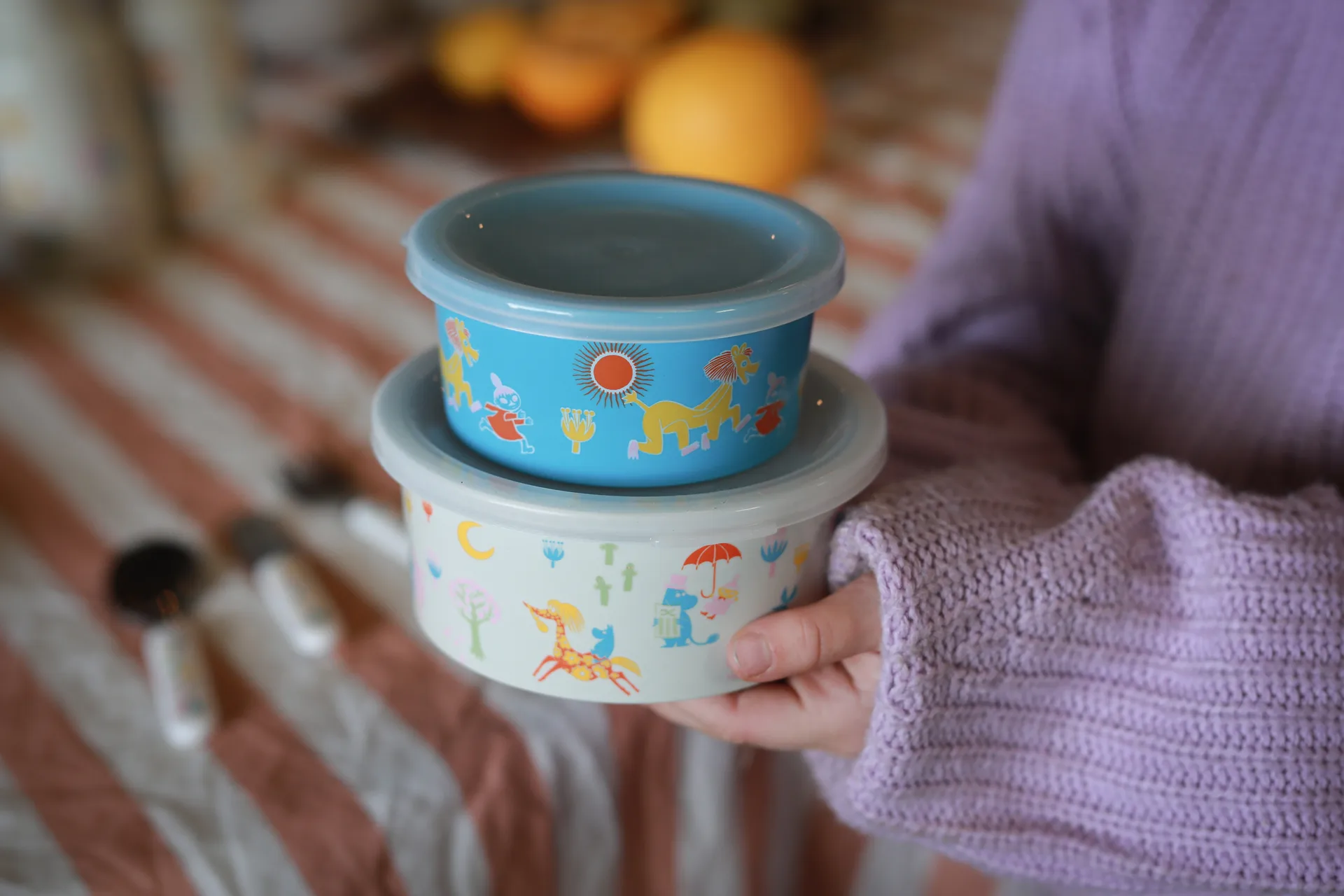 Mumin 80 snackboks 2 deler, Beige-blå Rätt Start