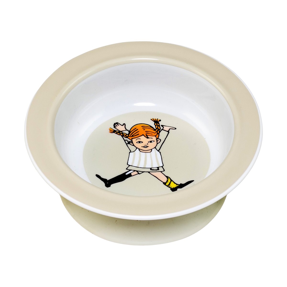 Rätt Start Pippi Sirkus tallerken med sugekopp Ø15,5 cm Beige