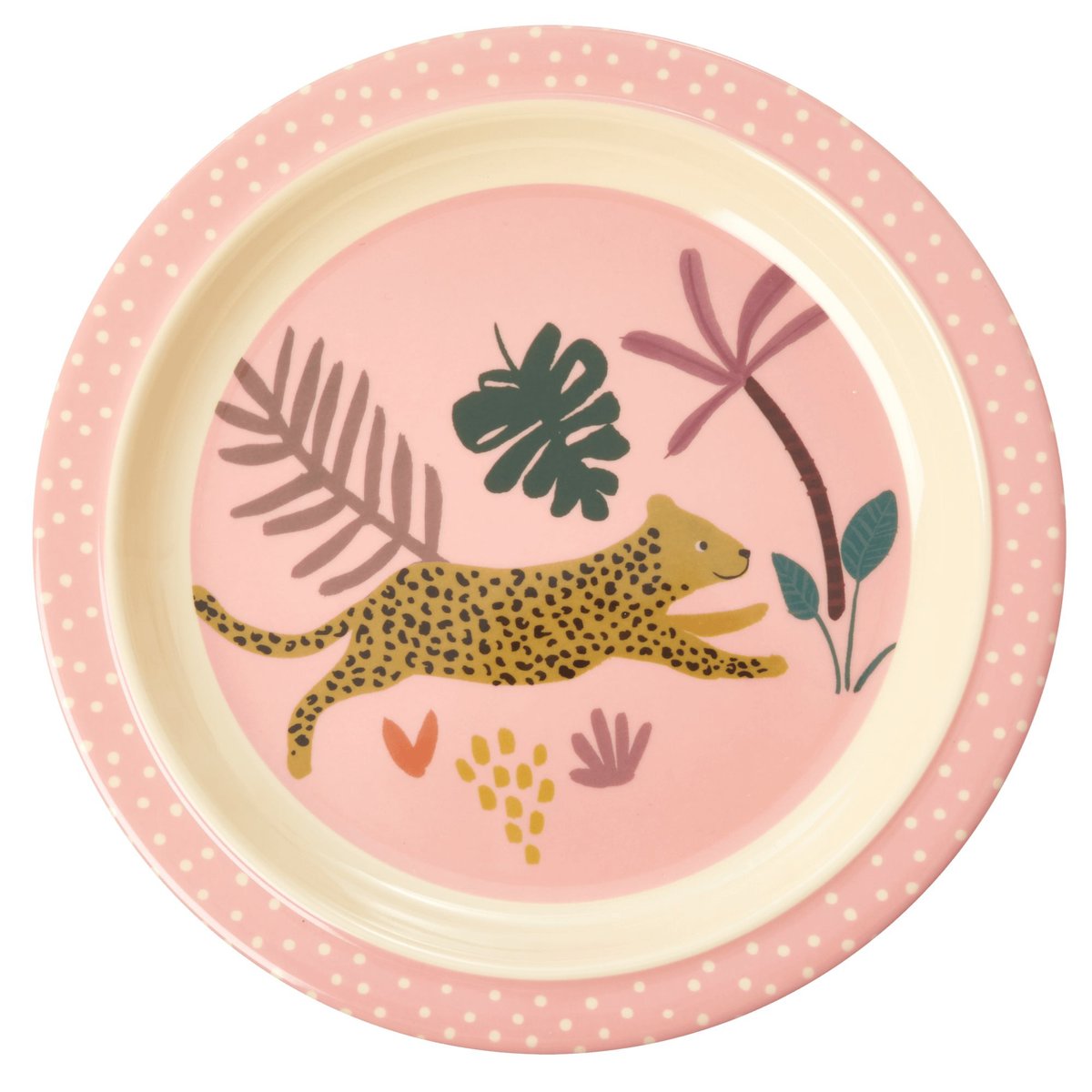 RICE Rice barnetallerken Jungle animals Pink-multi