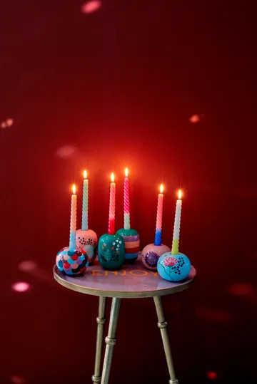 Rice lysestake Ø 8,5 cm - Green-handpainted flowers - RICE