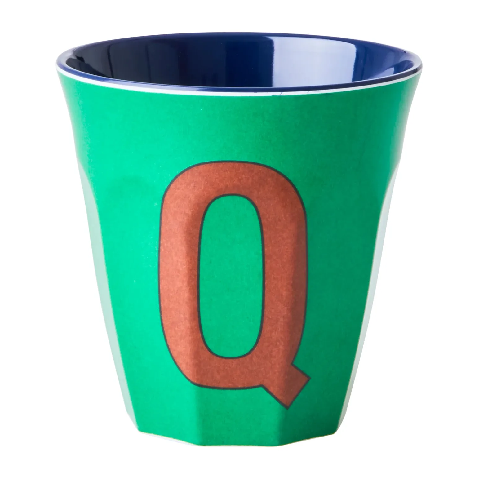 Rice melaminkopp medium bokstav Q 30 cl, Green RICE