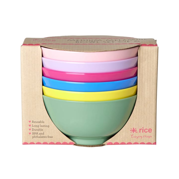 Rice melaminskål medium Ø 15 cm 6 deler - Multicolor - RICE