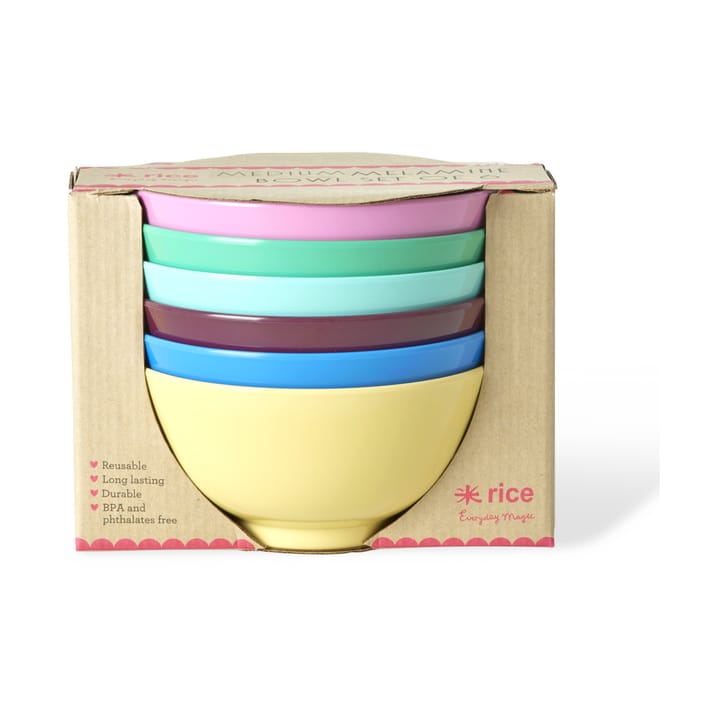 Rice melaminskål medium 70 cl 6-pk - Show youre true colors - RICE