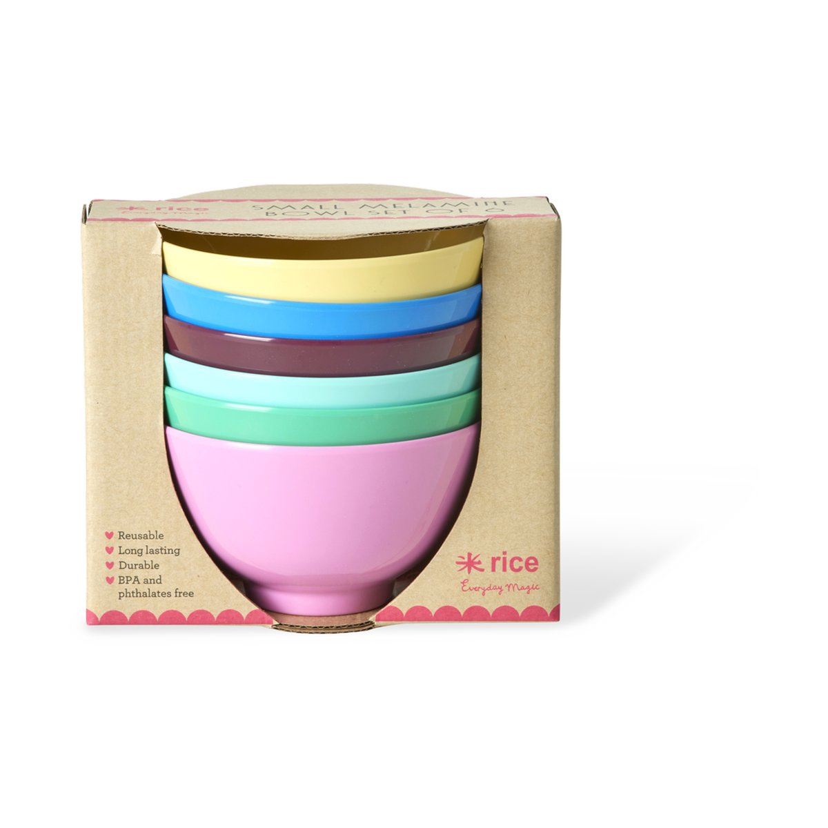 RICE Rice melaminskål small 30 cl 6-pk Show youre true colors