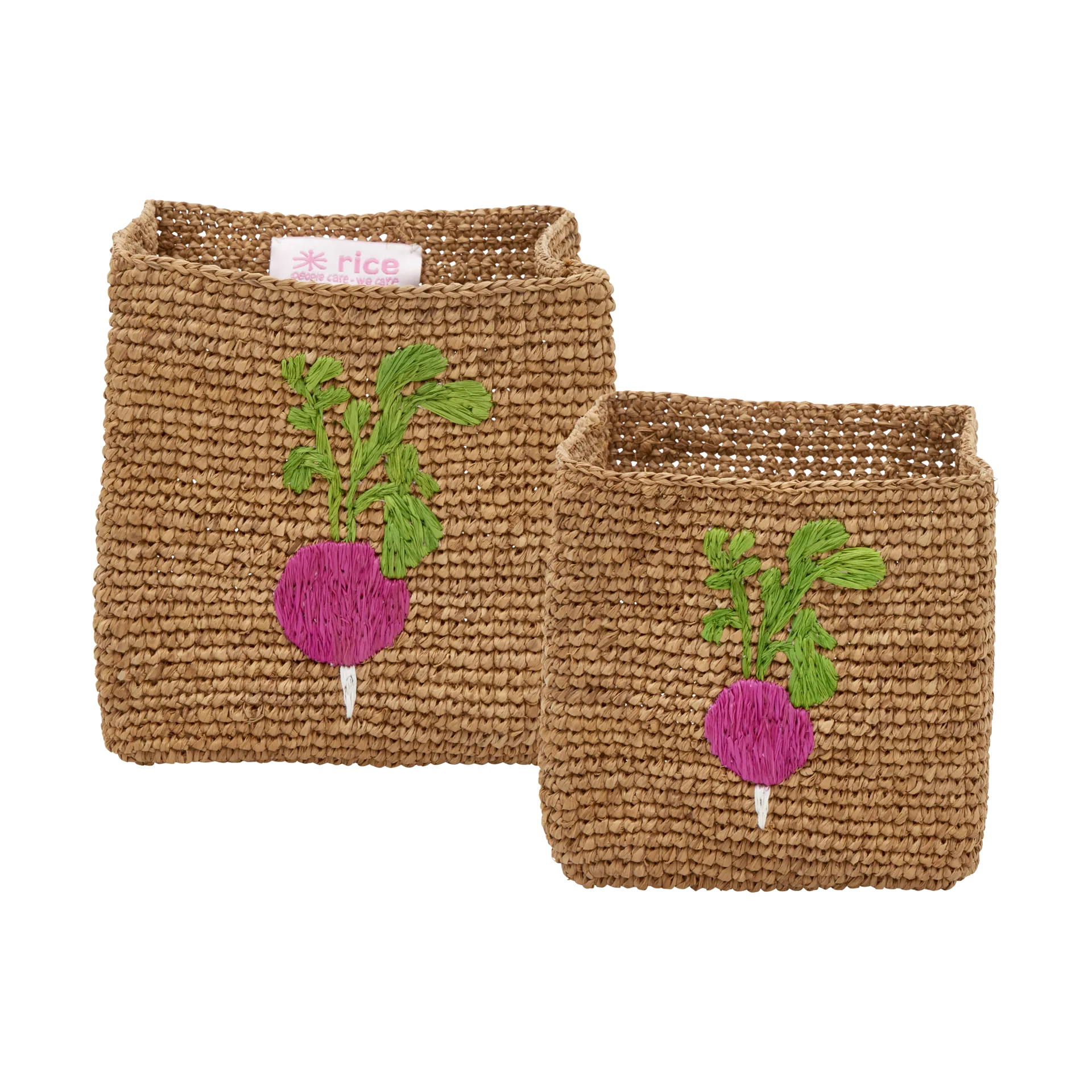 Rice raffia oppbevaringskurv 2 deler, Radish Embroidery-Tea RICE