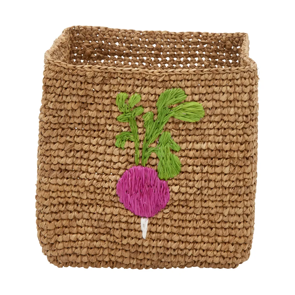 Rice raffia oppbevaringskurv 2 deler, Radish Embroidery-Tea RICE