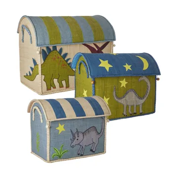 Rice raffia oppbevaringskurv 3 deler - New Dinosaur Theme - RICE