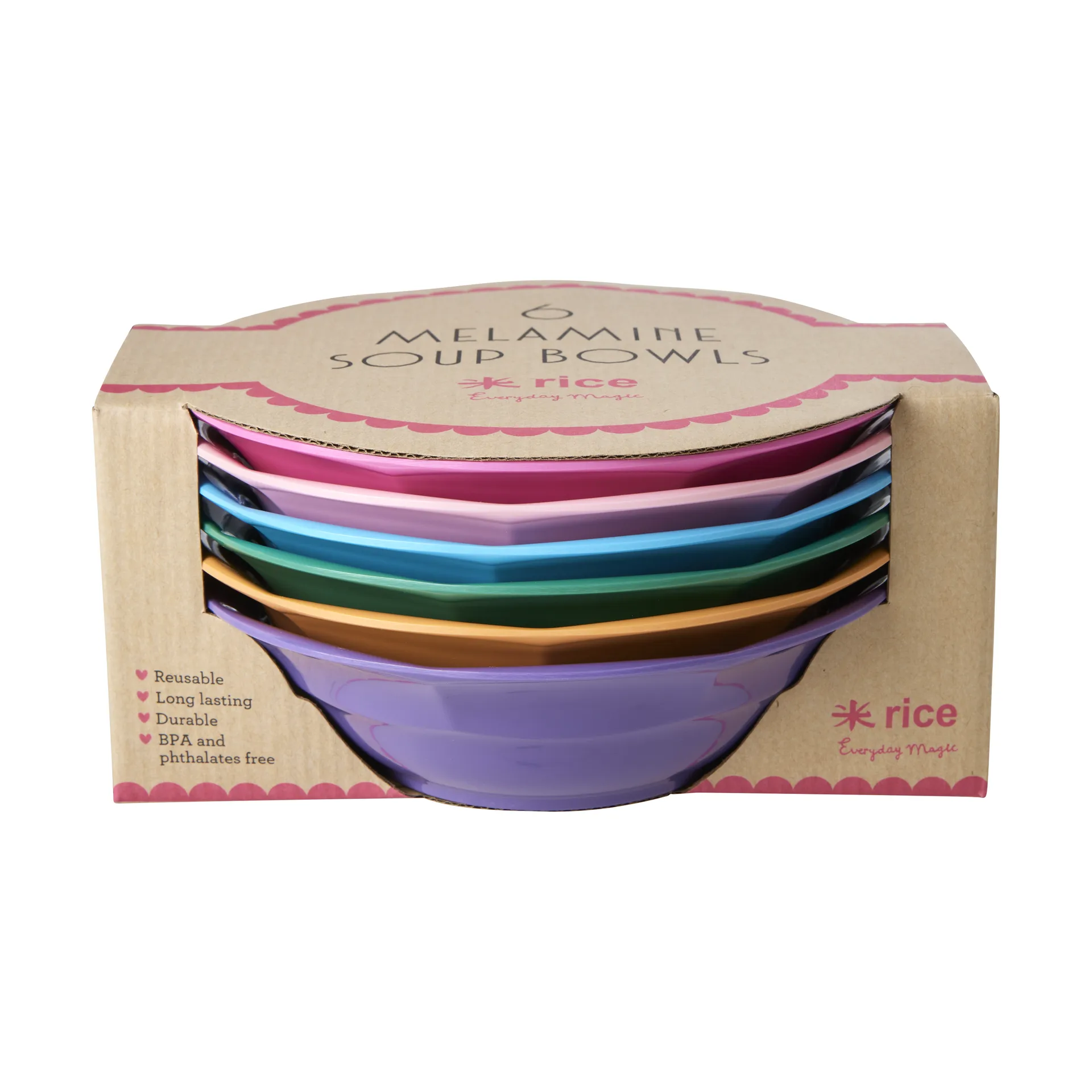 Rice suppetallerken melamin Ø19 cm 6 deler, Multicolor RICE
