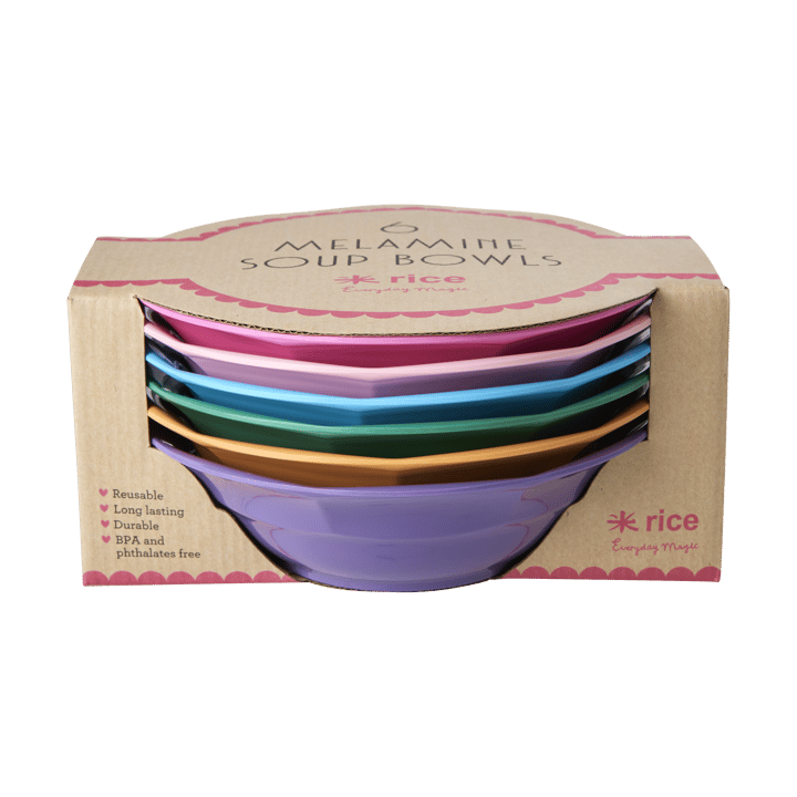Rice suppetallerken melamin Ø19 cm 6 deler, Multicolor RICE