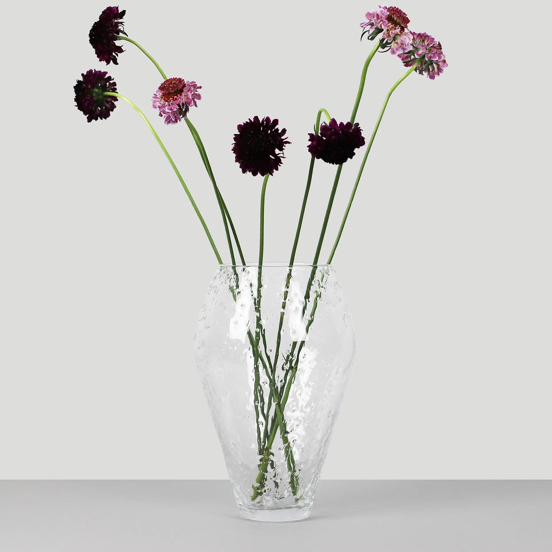 Crushed glassvase large, Clear Ro Collection
