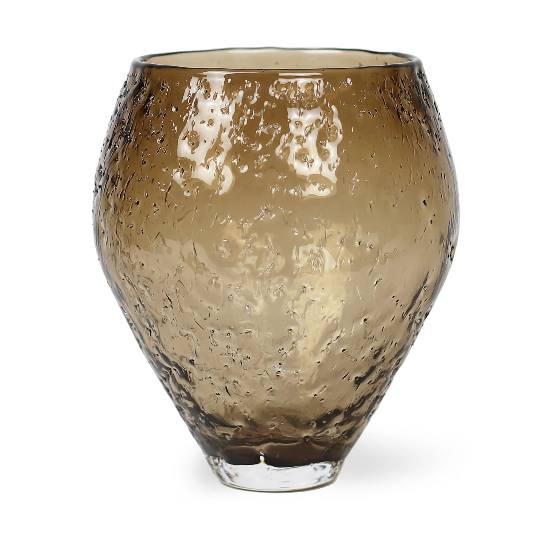 Crushed glassvase medium, Sepia brown Ro Collection