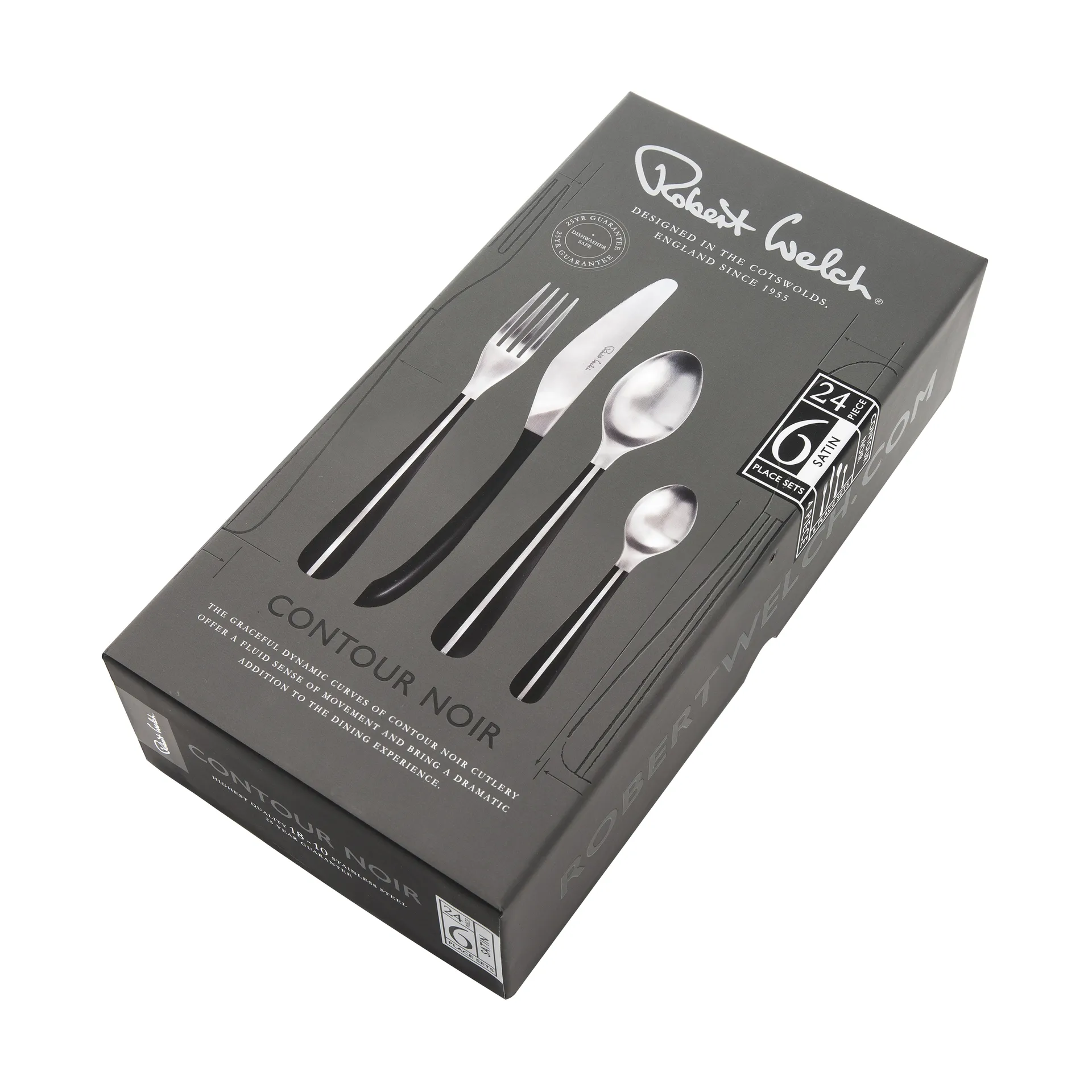 Contour bestikksett 24 deler, Svart Robert Welch