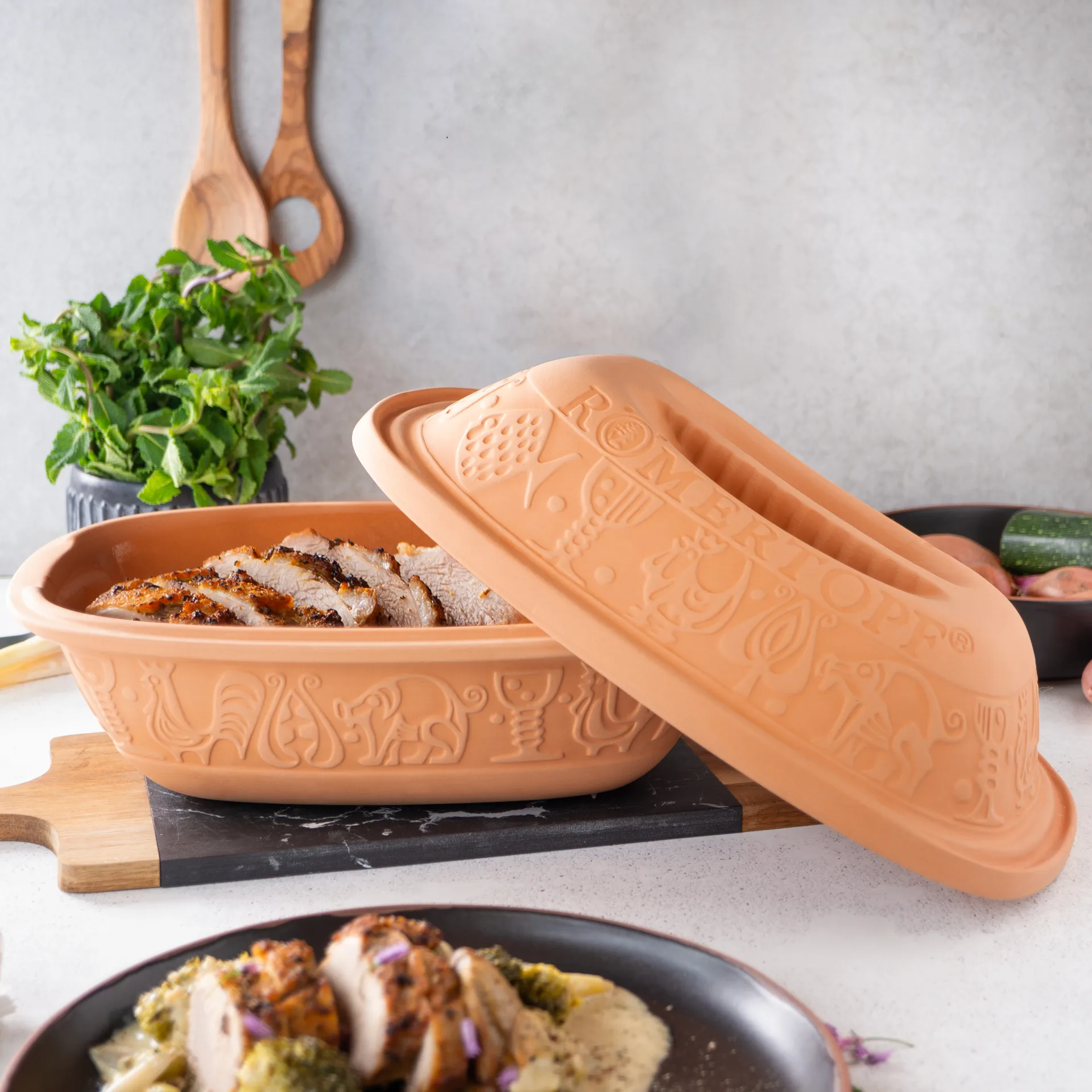 Lergryte classic terrakotta, 4 pers Römertopf