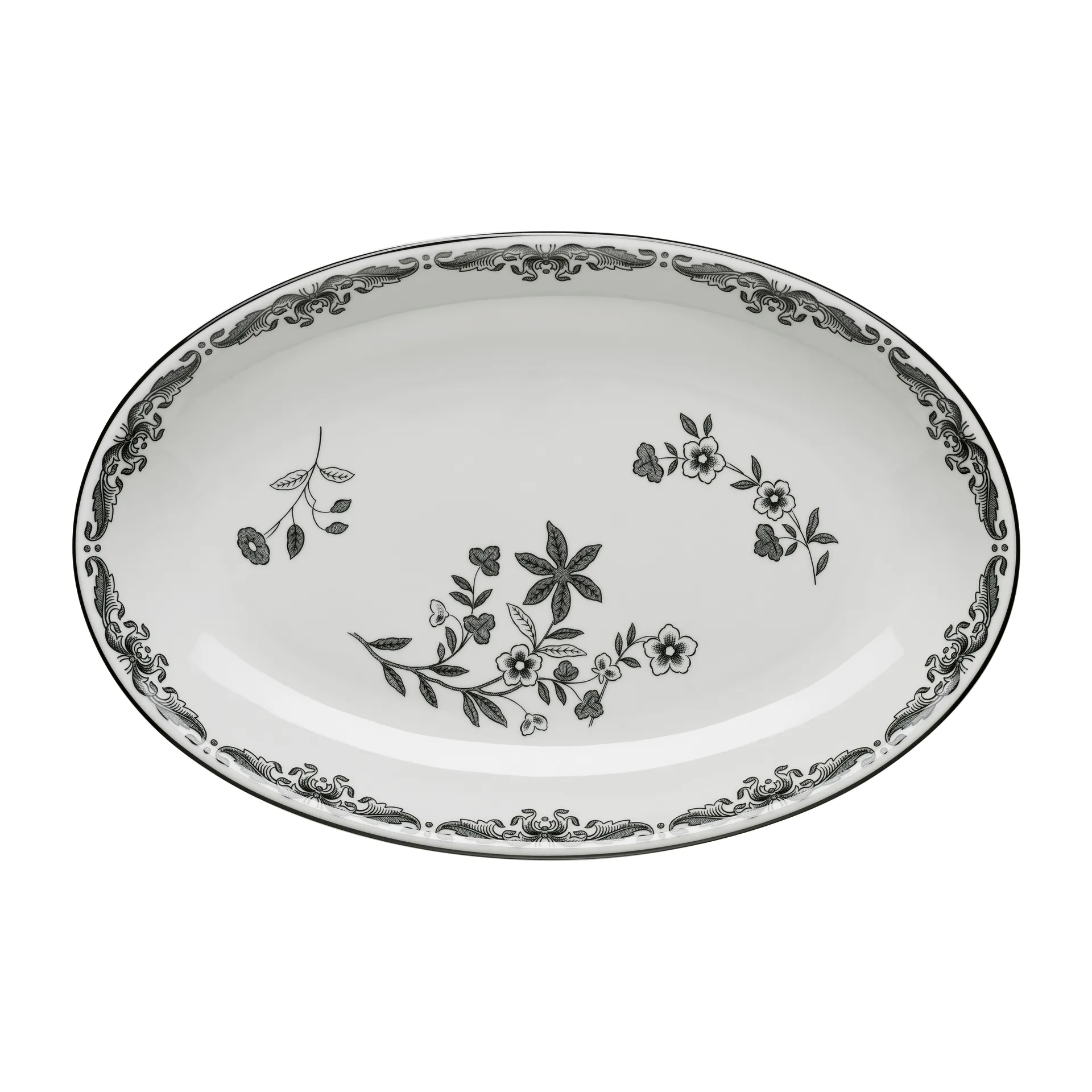 Ostindia Svart serveringsfat ovalt 22 x 33 cm, Svart Rörstrand