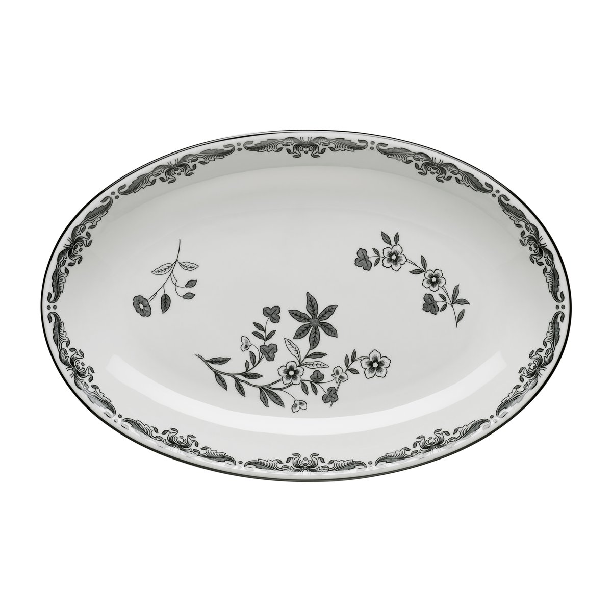 Ostindia Svart serveringsfat ovalt 22 x 33 cm Svart