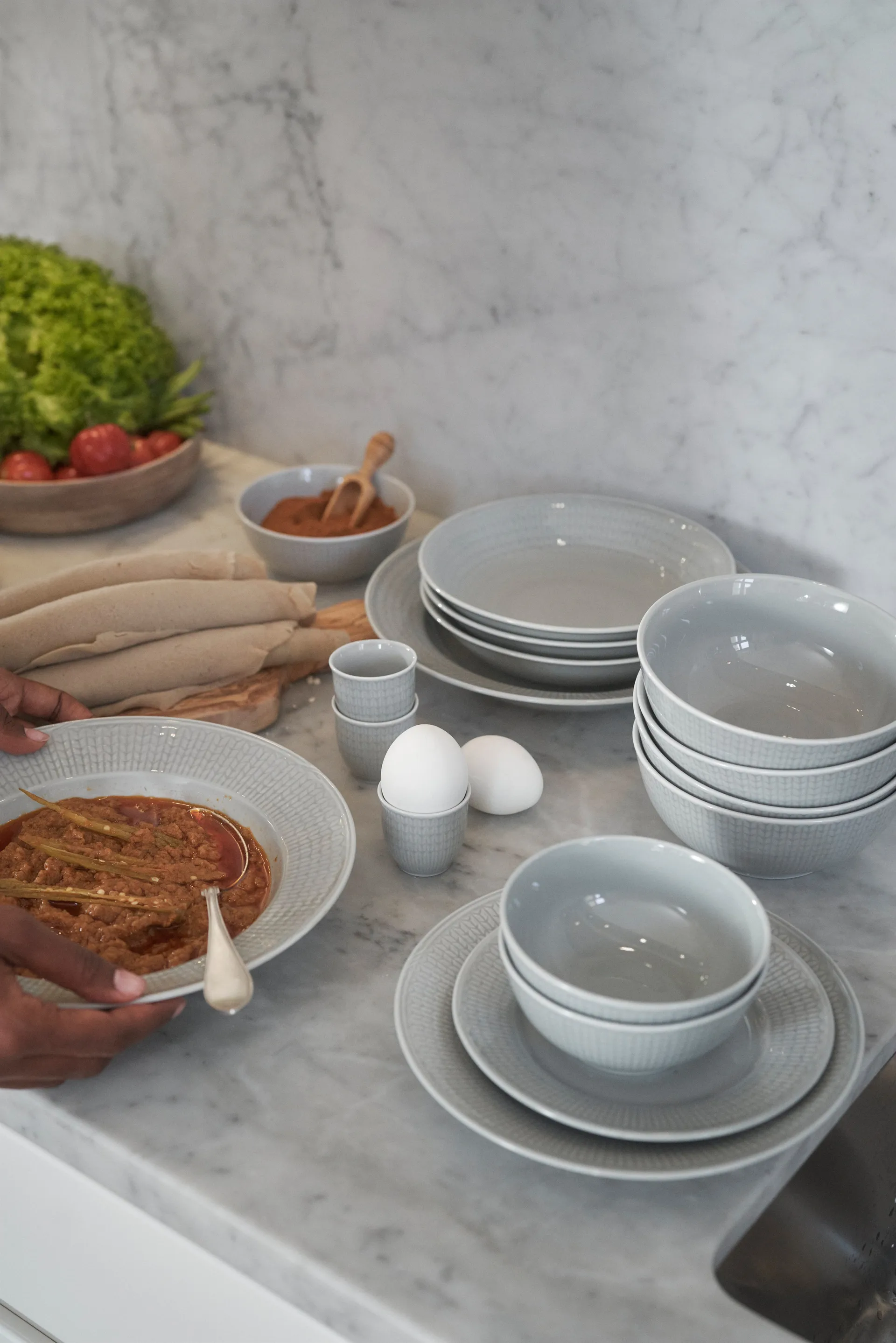 Swedish Grace eggeglass, Dimma (grå) Rörstrand