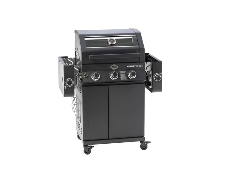Videro PRO G3-S Vario+ gassgrill, Mattsvart Rösle