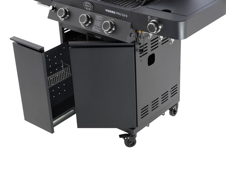 Videro PRO G3-S Vario+ gassgrill, Mattsvart Rösle