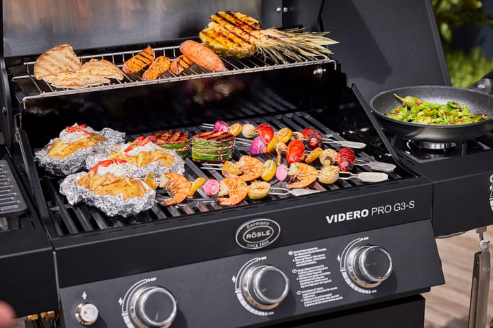 Videro PRO G3-S Vario+ gassgrill, Mattsvart Rösle