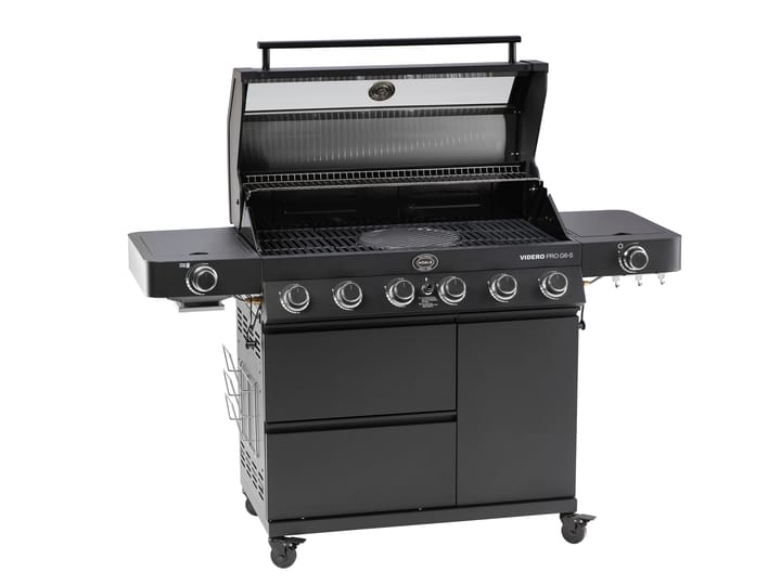Videro PRO G6-S Vario+ gassgrill, Mattsvart Rösle
