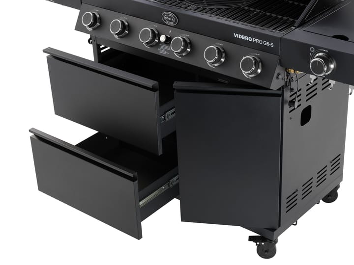 Videro PRO G6-S Vario+ gassgrill, Mattsvart Rösle