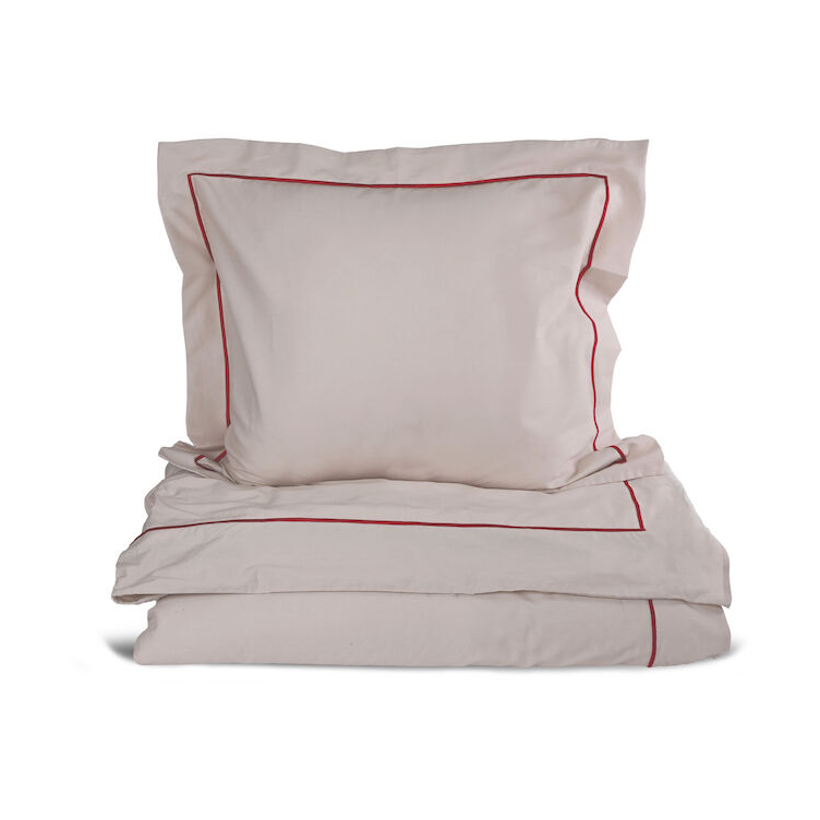 Sagaform Carl sengetøysett 150x210 cm Beige-vinrød