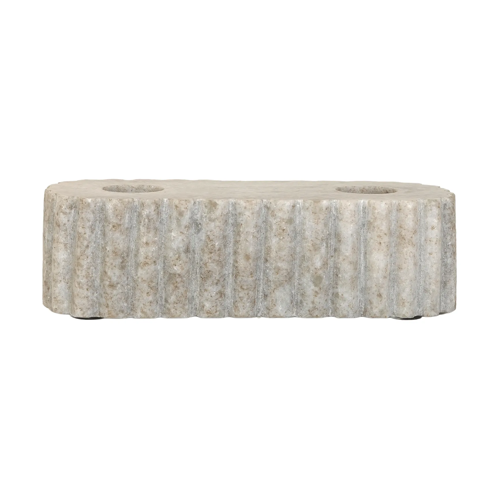 Stein lysestake for to lys, Travertinmarmor, 15x6x4 cm Sagaform