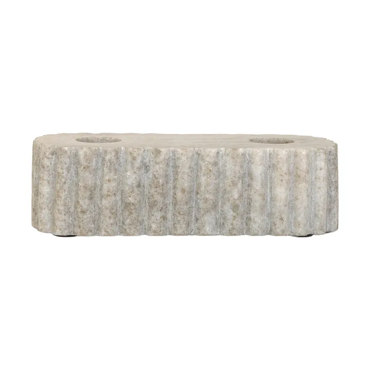Stein lysestake for to lys - Travertinmarmor, 15x6x4 cm - Sagaform