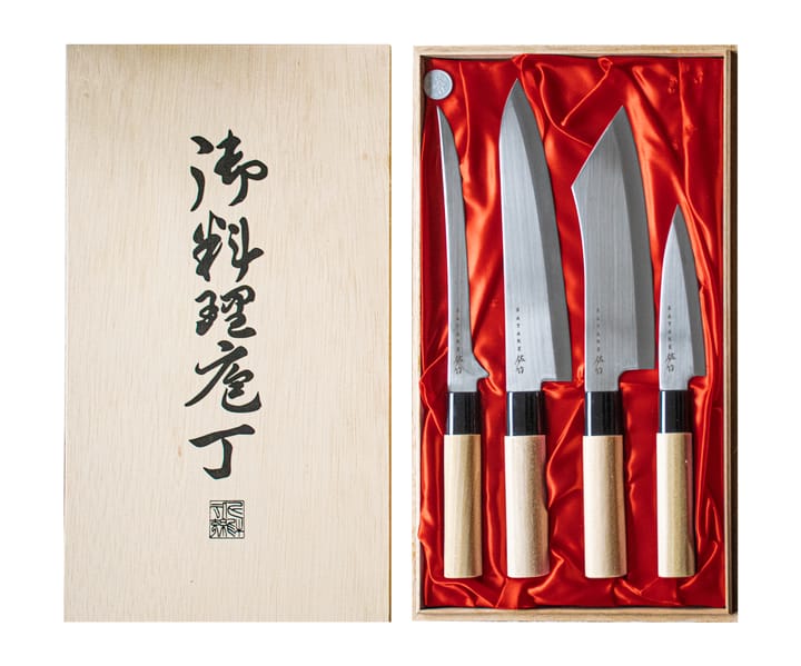 Knivsett i balsaboks 22 x 38 cm, 4 deler Satake