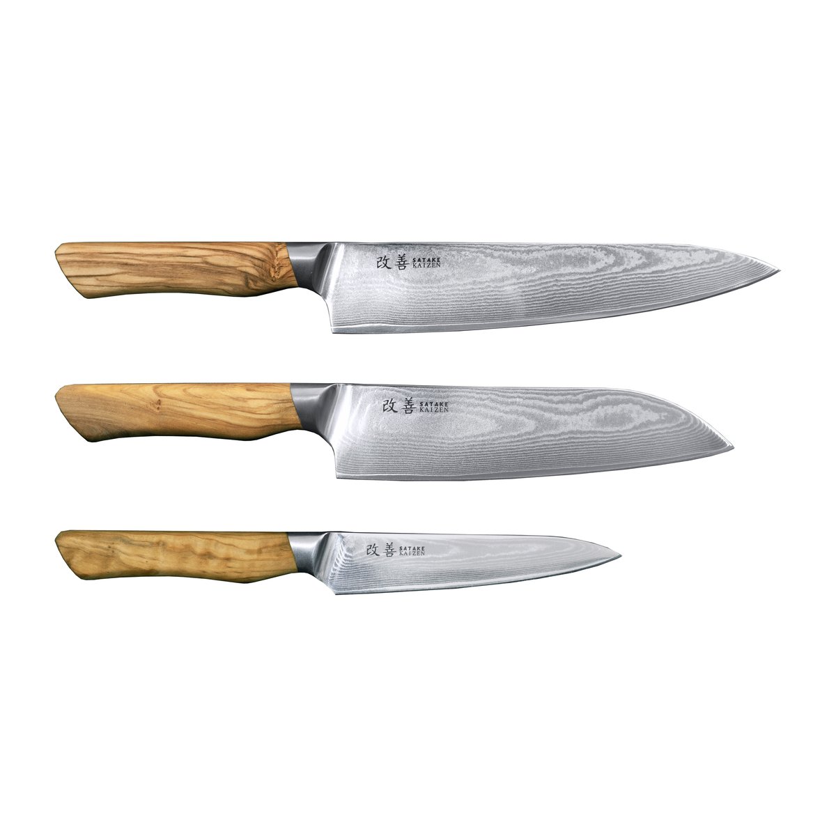 Satake - Satake 3-delt knivsett, Gyuto 21 cm, Santoku 18 cm & Petty 12 cm - Knivsett