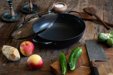 Satake kasserolle i lettvektsstøpejern m. glasslokk - 26 cm - Satake