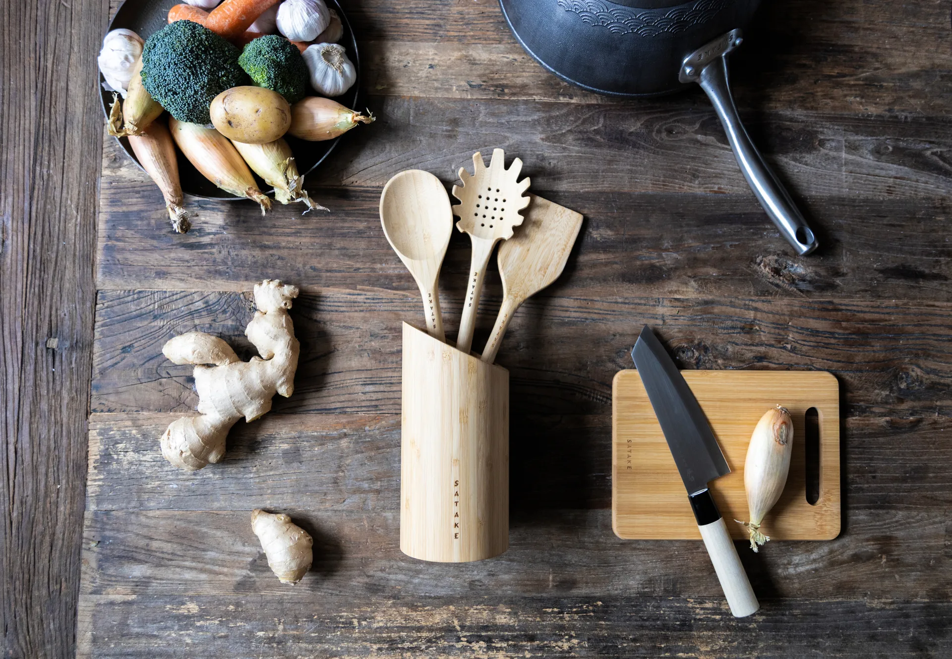 Satake redskaper og redskapsstativ, Bambus, 4 deler Satake