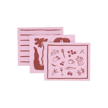 Daily oppvaskklut med mønster - Rosa, 3-pakning - Scandi Essentials