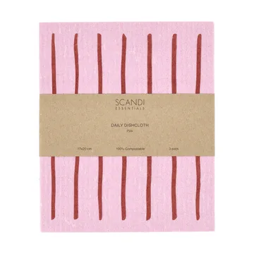 Daily oppvaskklut med mønster - Rosa, 3-pakning - Scandi Essentials