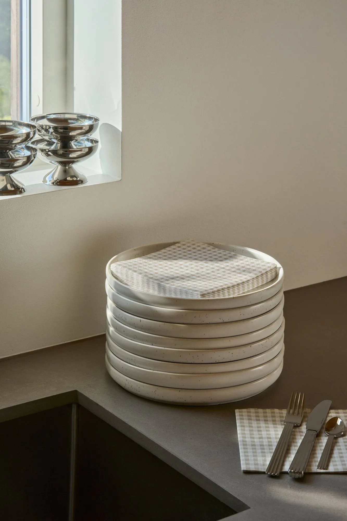 Fine grid papirserviett, Hvit-beige, 20‑pakning, 33x33 cm Scandi Essentials