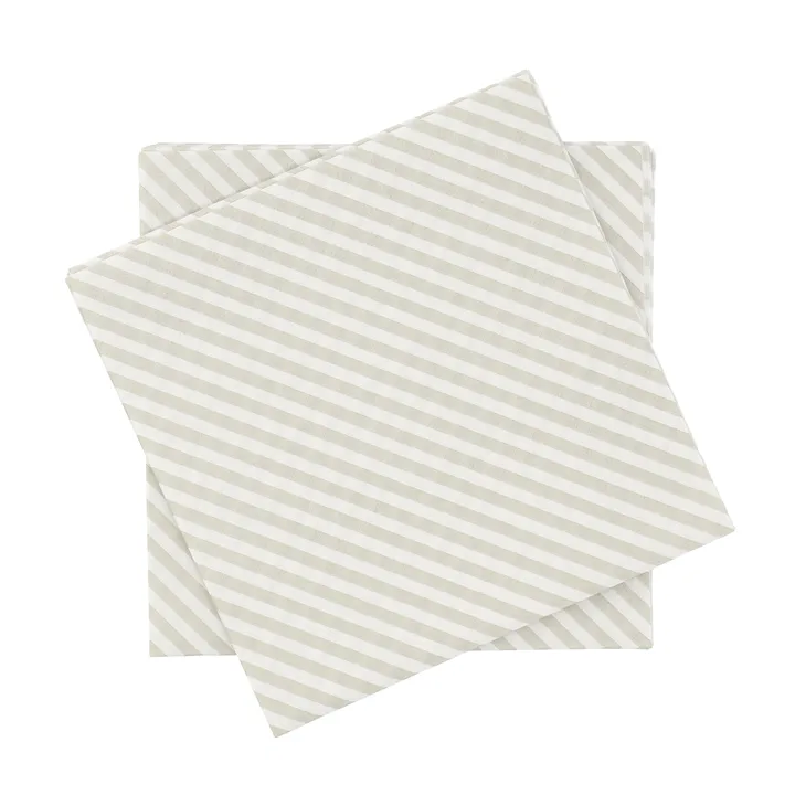 Fine stripe papirserviett - Hvit-beige, 20‑pakning, 33x33 cm - Scandi Essentials