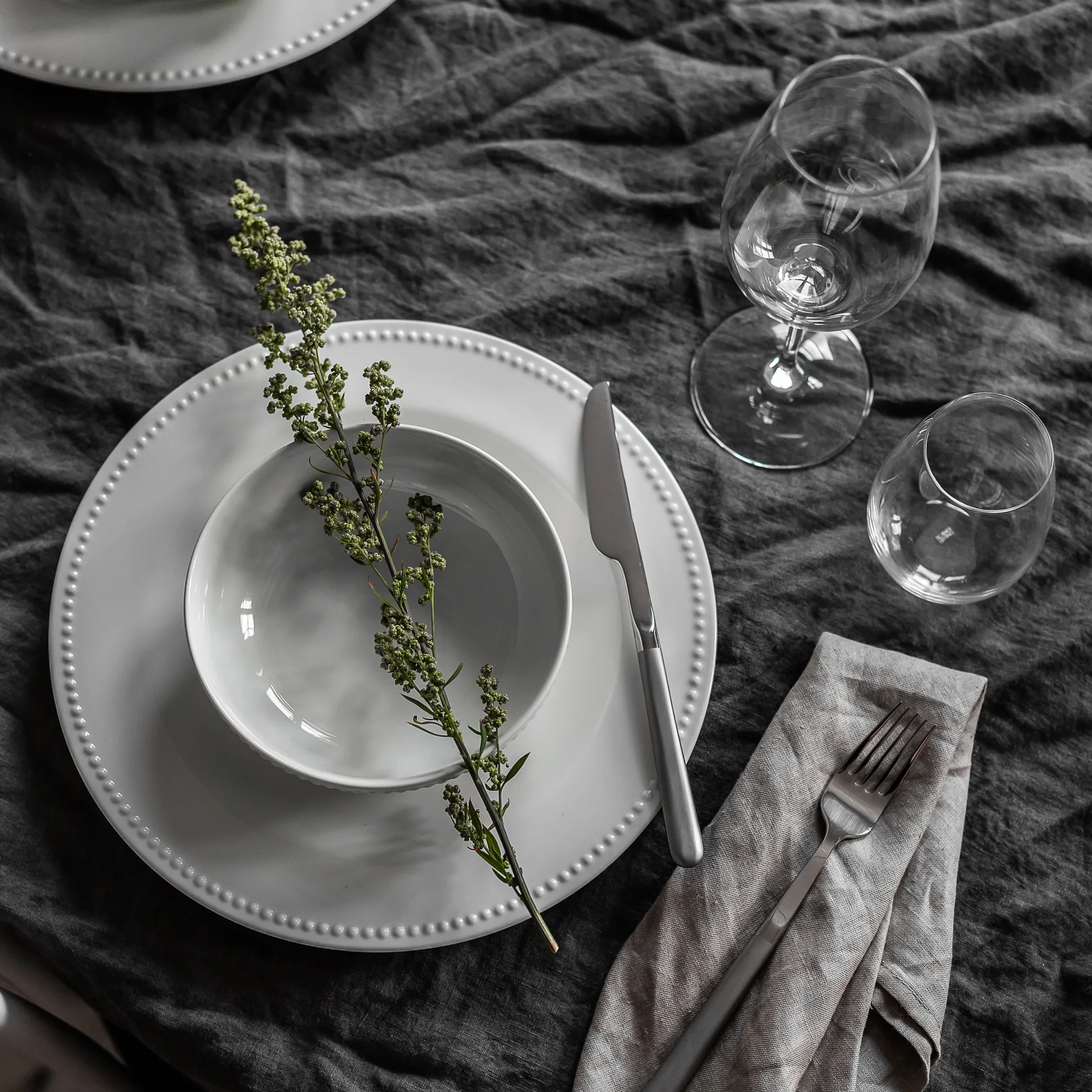 Dots tallerken 28 cm 4 stk., Kremhvit Scandi Living