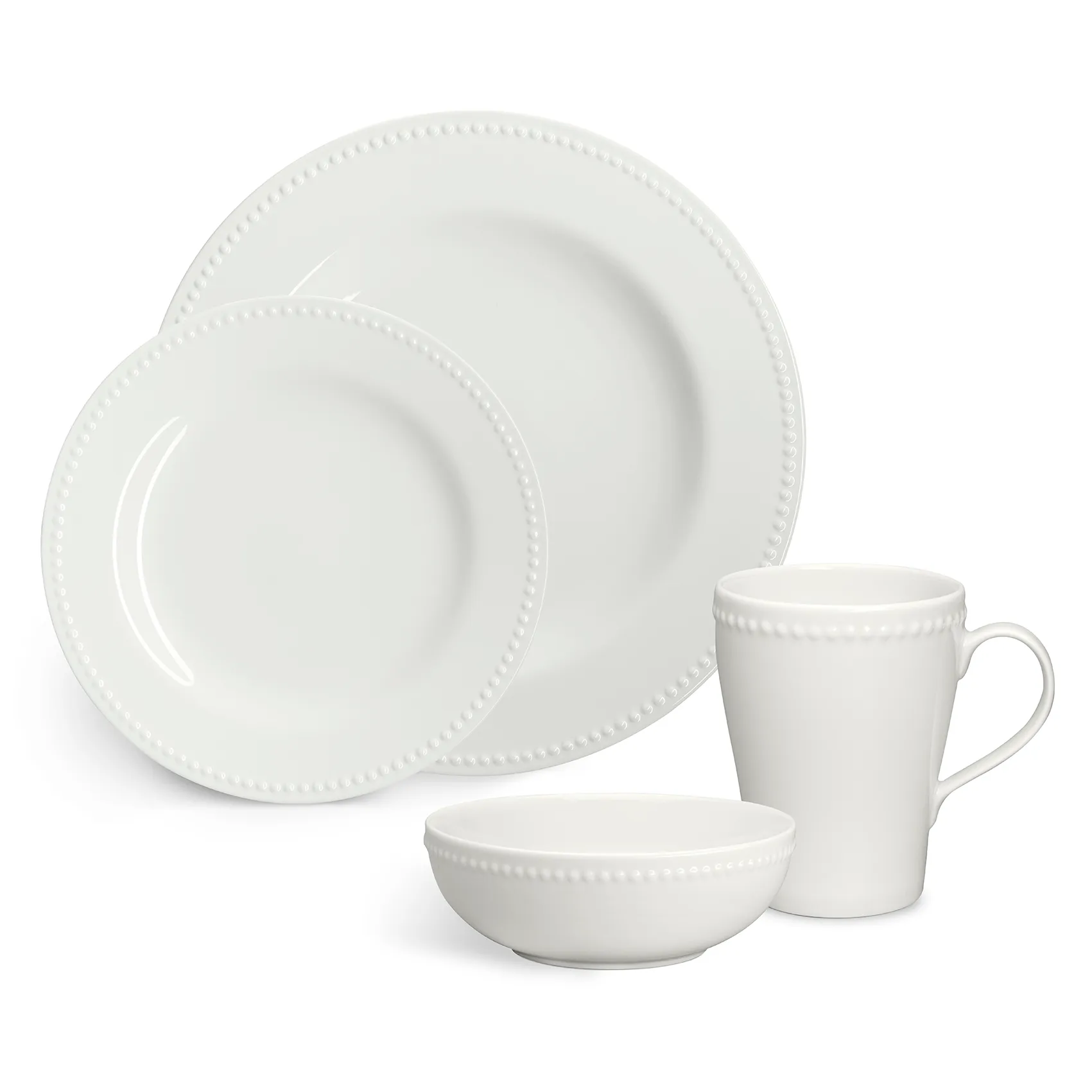 Dots tallerken 28 cm 4 stk., Kremhvit Scandi Living