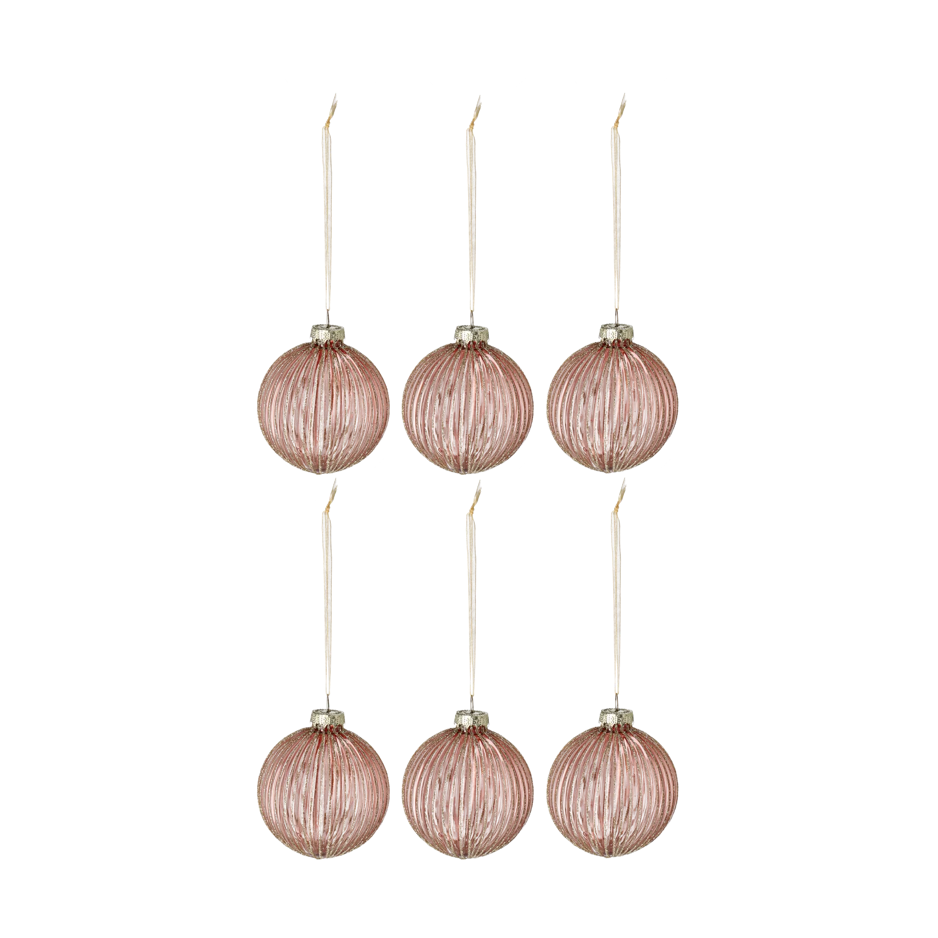 Holiday juletrekule 6-pakning, Rose gold Scandi Living