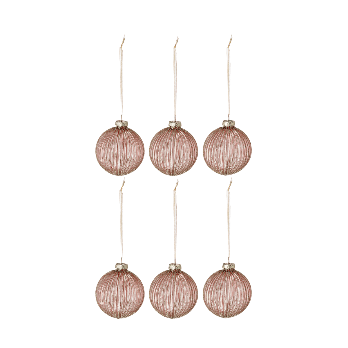 Scandi Living Holiday juletrekule 6-pakning Rose gold