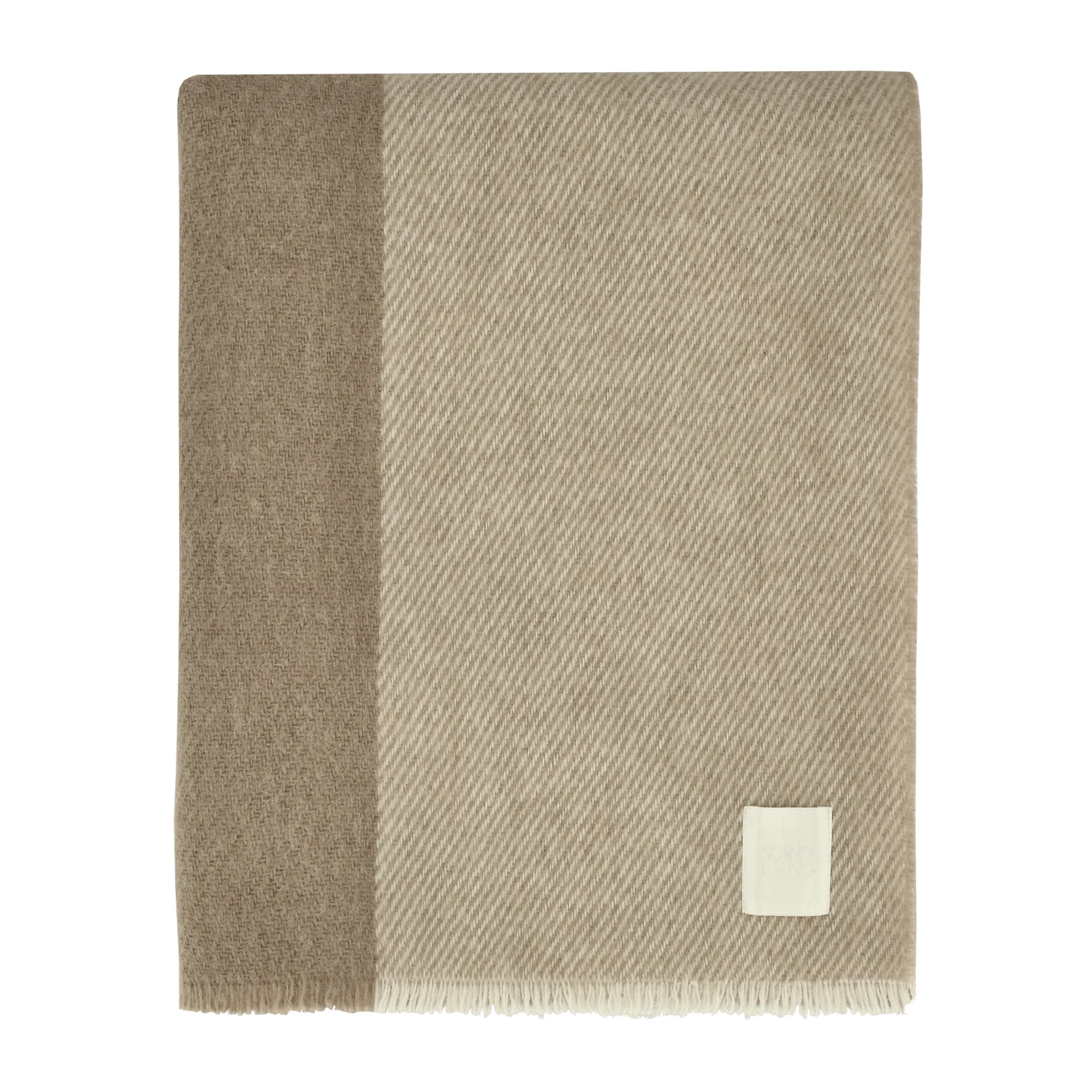 Scandi Living Row stripete ullpledd Beige, 120x185 cm