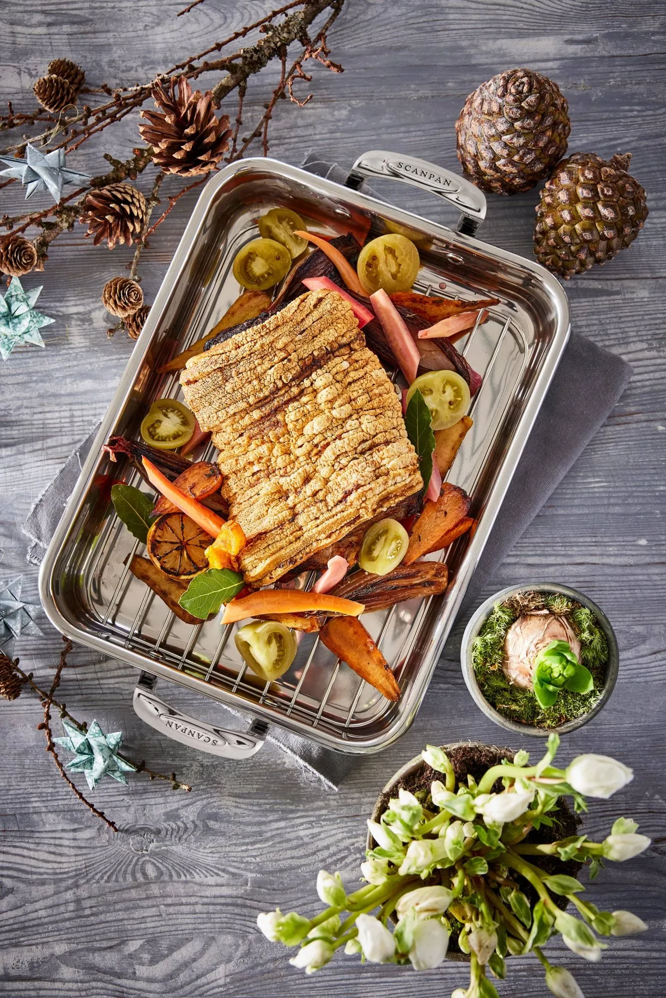 Scanpan STS stekebrett med rist, Rustfritt stål 42x26 cm Scanpan