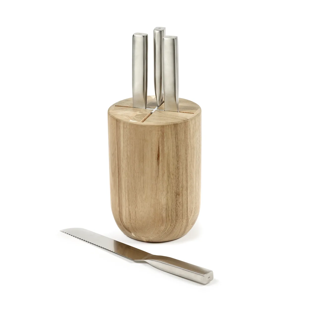 Serax Base knivsett med knivblokk 5 deler Wood-steel grey