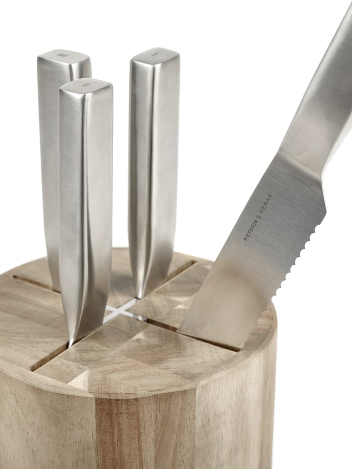Base knivsett med knivblokk 5 deler, Wood-steel grey Serax