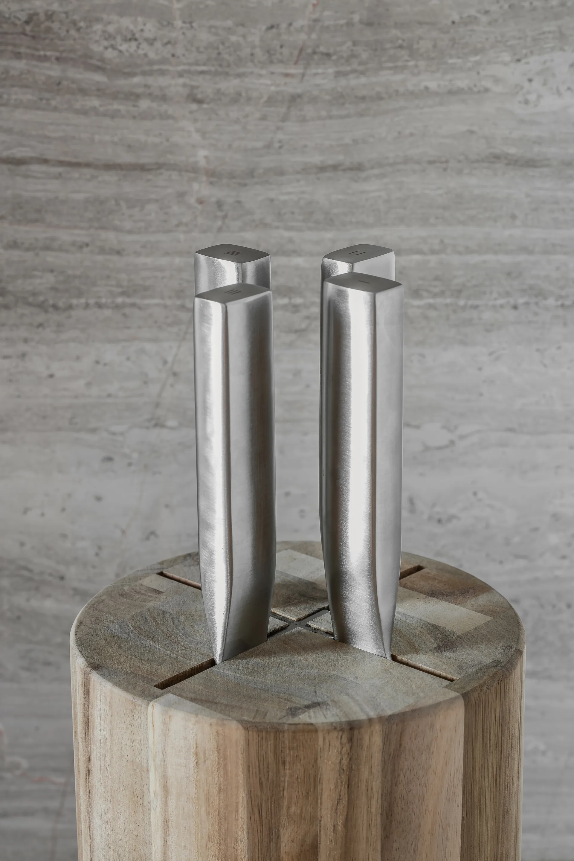 Base knivsett med knivblokk 5 deler, Wood-steel grey Serax