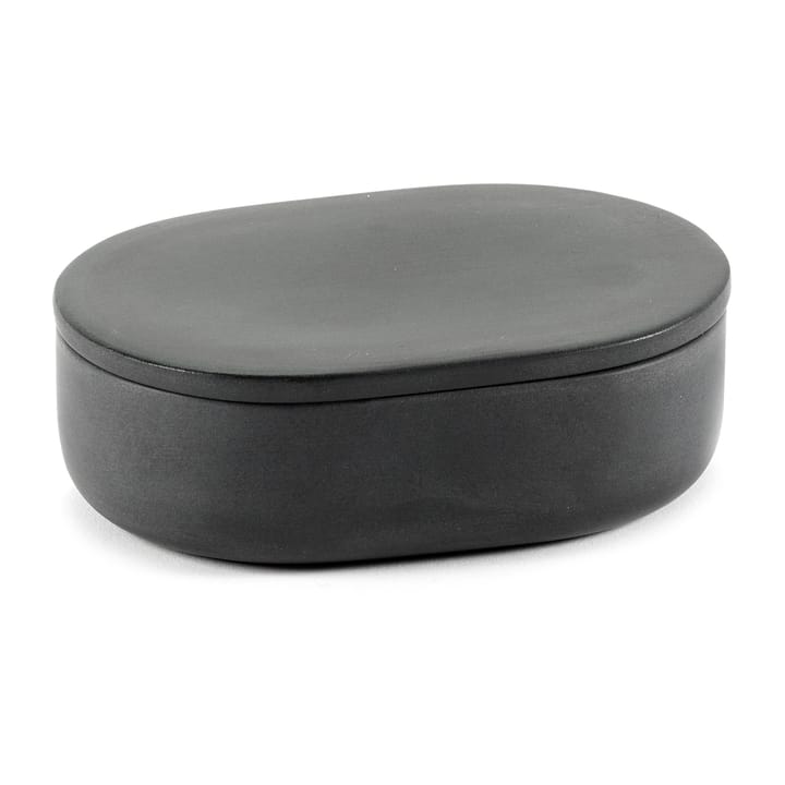 Cose oppbevaringsboks oval med lokk S 3,3 x 10,2 cm, Dark Grey Serax