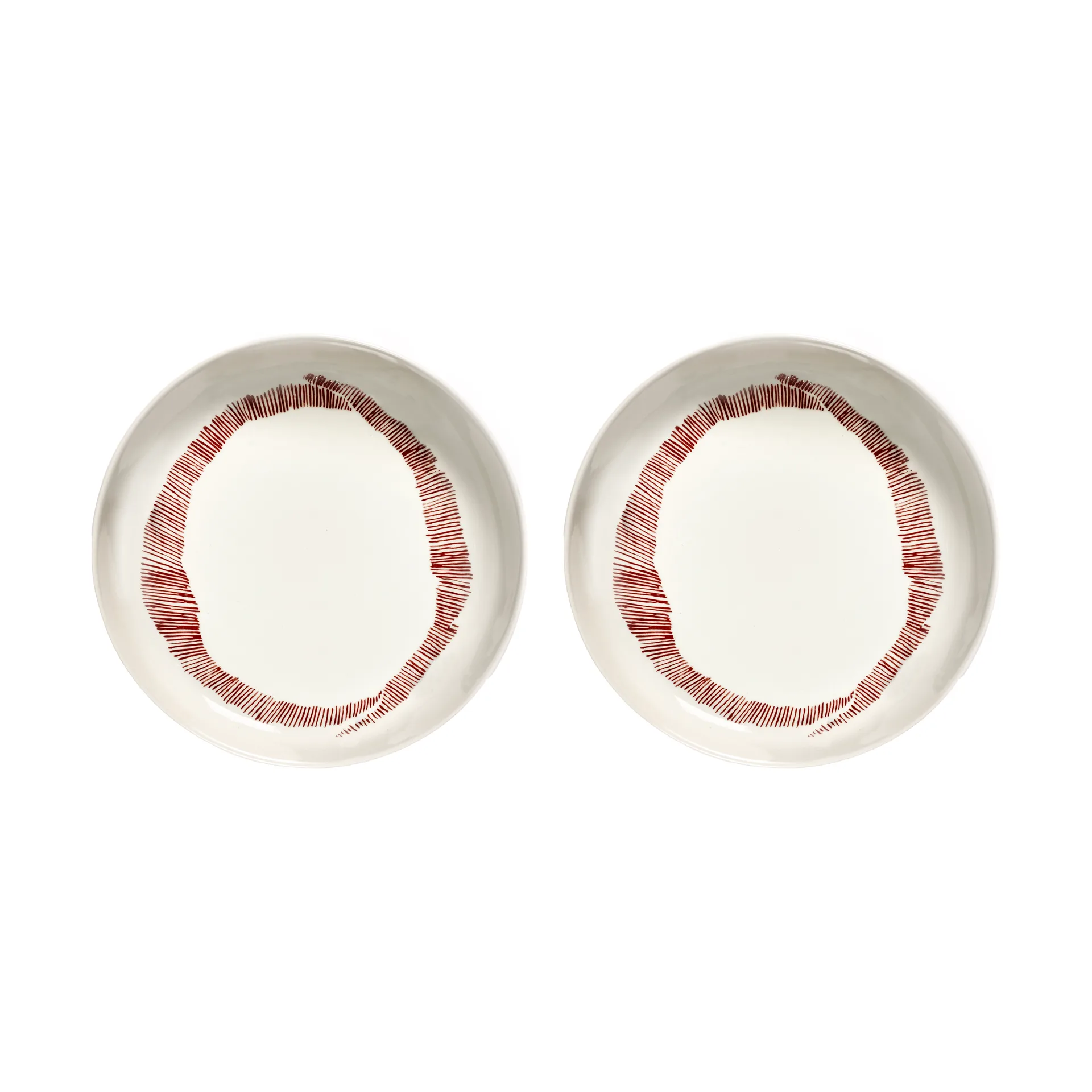 Ottolenghi Feast dyp tallerken Ø22 cm 2-pakning, White stripes-red Serax