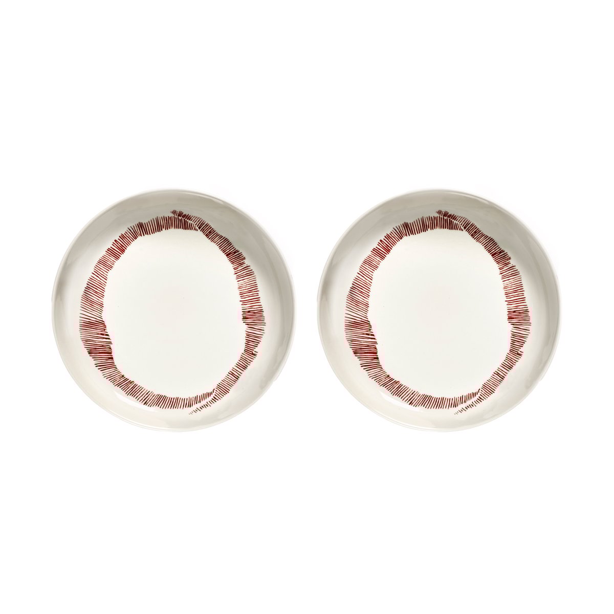 Serax Ottolenghi Feast dyp tallerken Ø22 cm 2-pakning White stripes-red